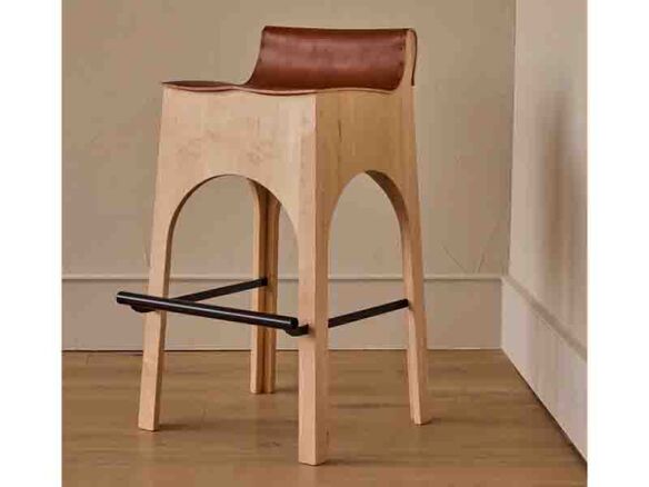 jack leather & wood stool 12