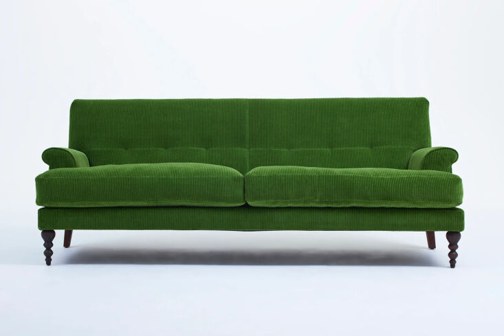designed by matthew hilton for scp, the oscar three seat sofa, shown in green c 26