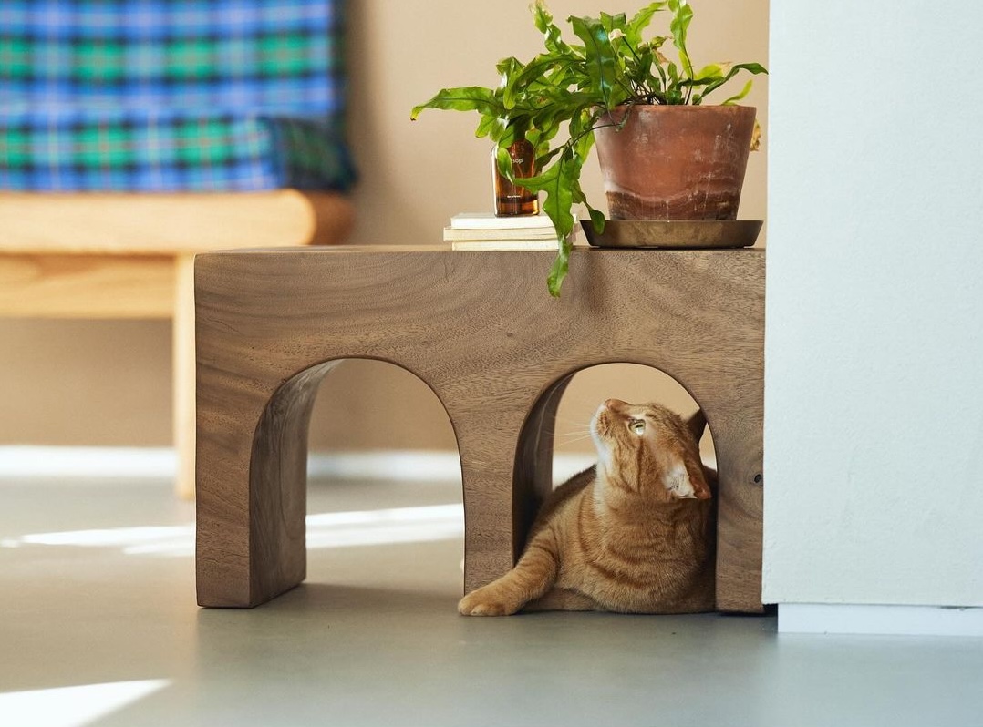just introduced: the nekohisomi side table with cat cubbies; ¥46,\200. the 19