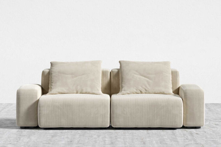 at rove concepts, the large kaye sofa, shown in silkstone corduroy, is \$\1,9\2 27