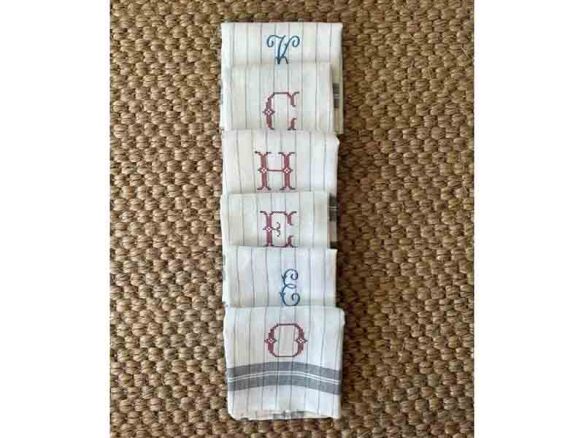 striped tea towel with monogram 14