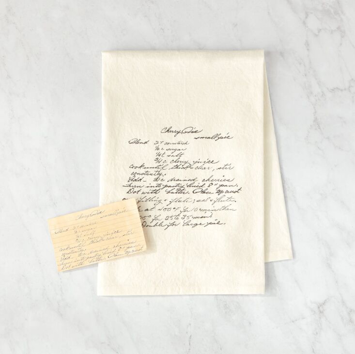 and a gift with meaning: family recipes, printed onto tea towels, handwriting a 28