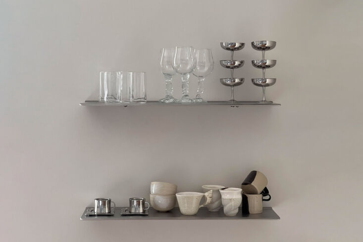 from self design in denmark, the floating shelf in stainless steel is \2,895 dk 18