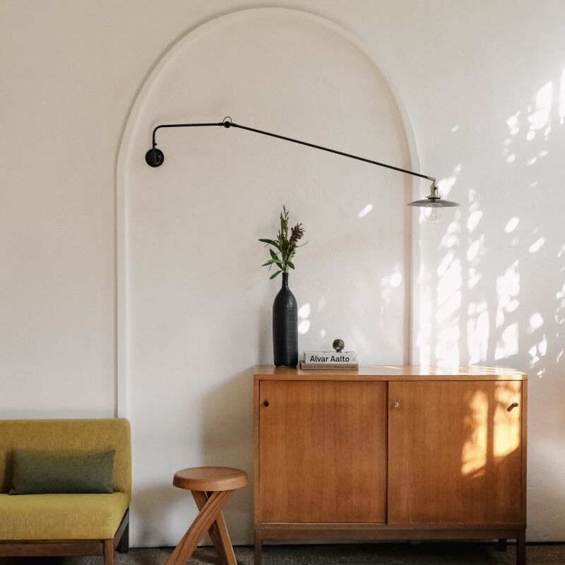 wo and we w two arm high wall lamp  