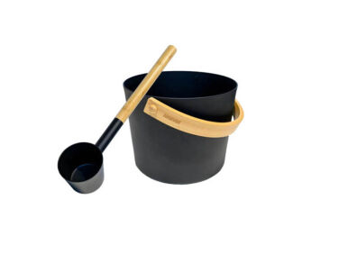 harvia pail ladle set steel black   1 376x282