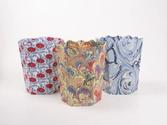 multicolor scallop hand marbled waste bin inner child  