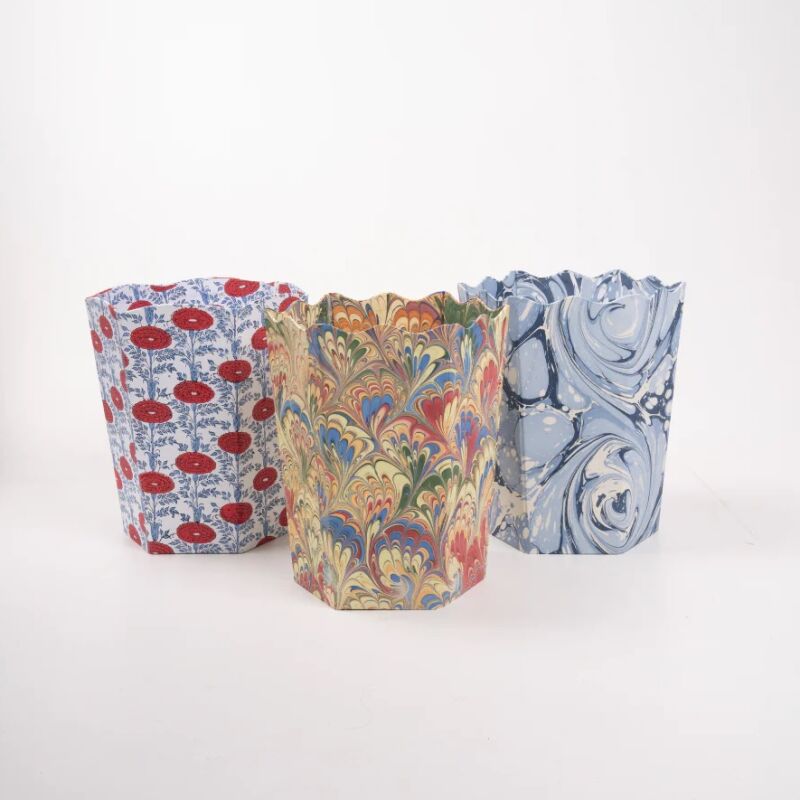 multicolor scallop hand marbled waste bin inner child  