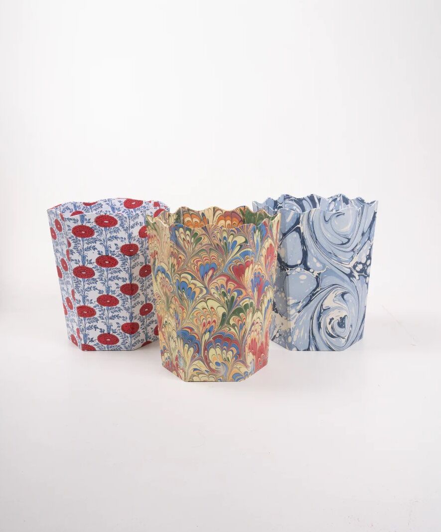 multicolor scallop hand marbled waste bin inner child  