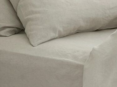 piglet in bed oatmeal linen blend fitted sheet