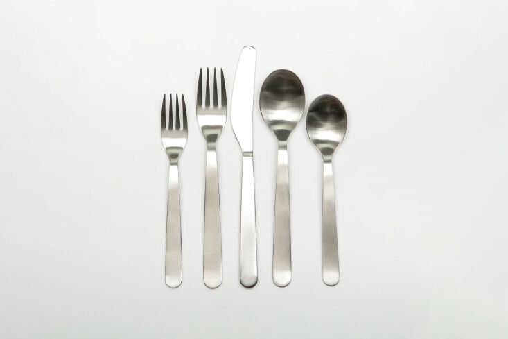 designed by yota kakuda of common, the common stainless steel flatware set is m 27