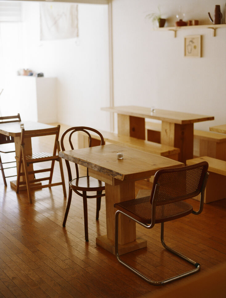 hand built pine furniture is paired with vintage seating from \2\20;year 20