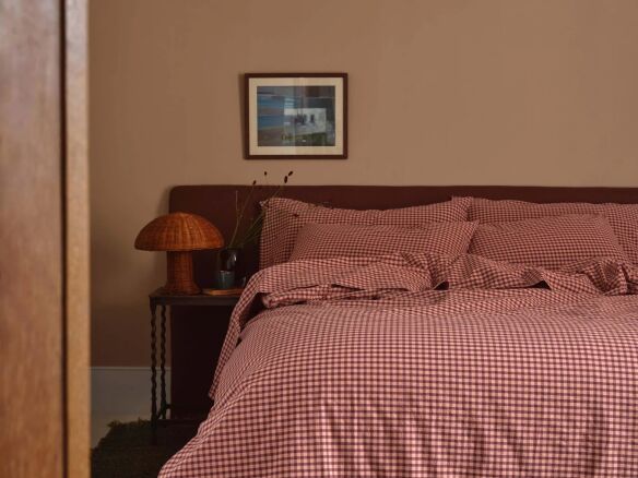 piglet bed blush check duvet  