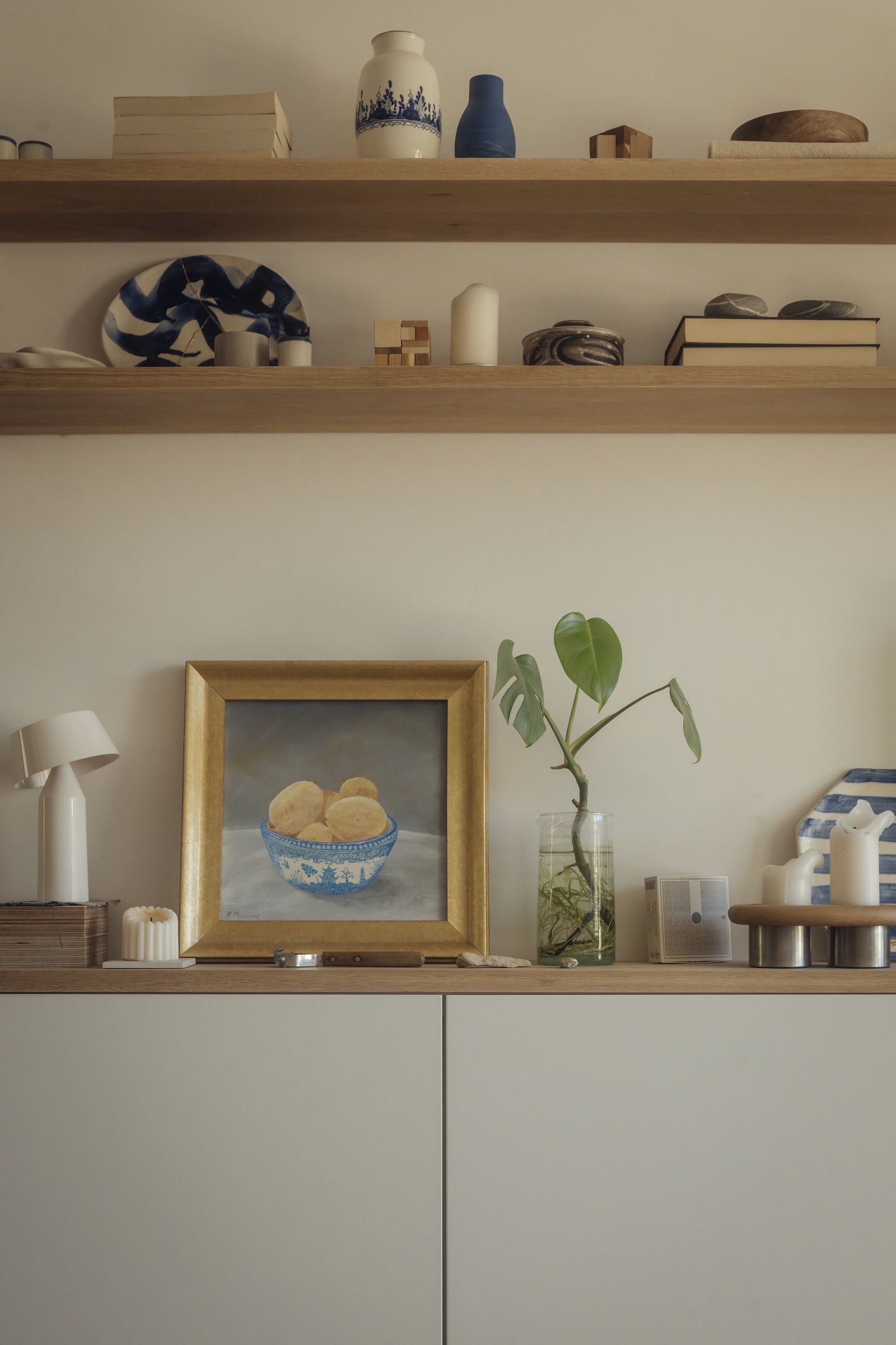 open shelving of american oak (with dimmable under shelf lighting) continues fr 21