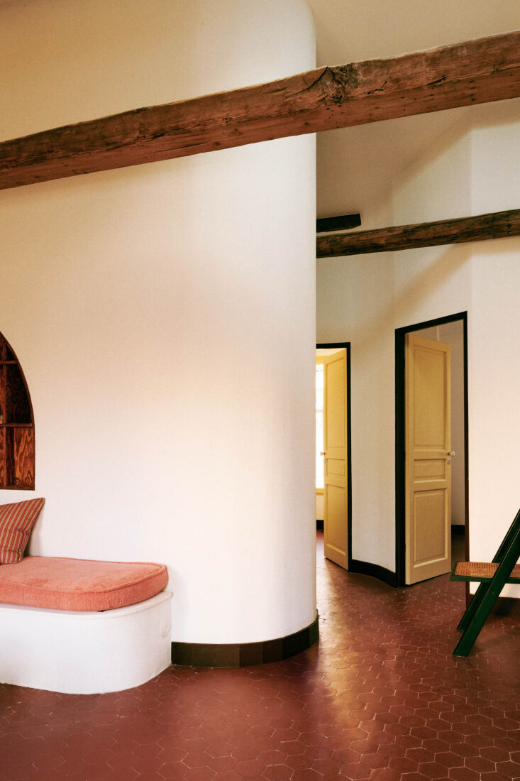 the walls throughout were painted in a white called pointing, the doors are yel 23