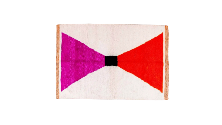 classic bow moroccan berber handwoven wool area rug pink 2