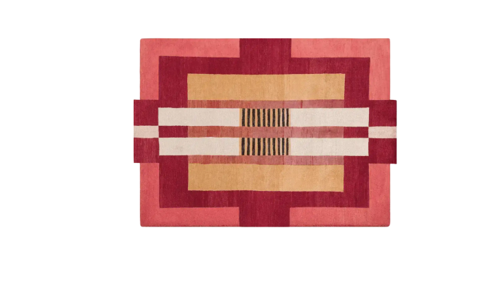 golden trim minimalist geometric hand tufted rug pink 2 2