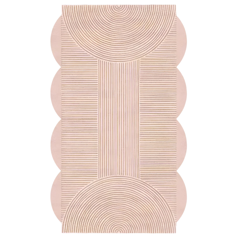 pink scallop arch geometric hand tufted wool rug 1  