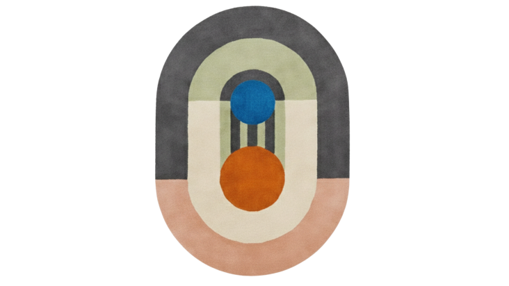 rolling balls geometric round hand tufted wool rug 1