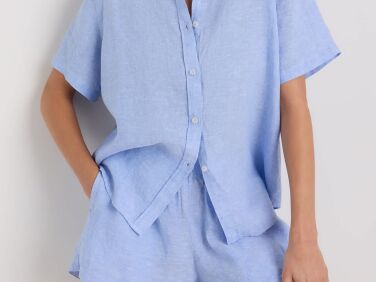 quince european linen shorts pajama set  