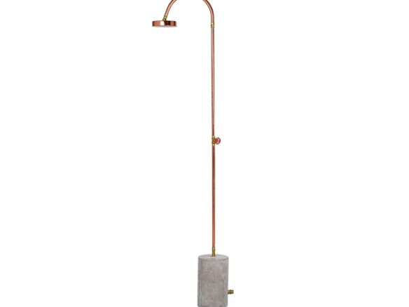 outdoor copper shower with concrete base 10