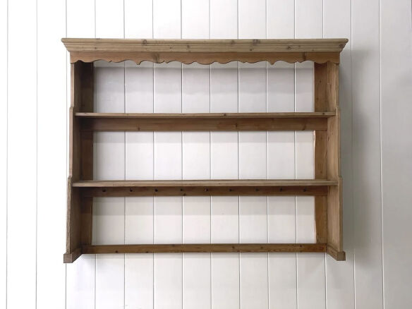 antique english pine 19th century hanging plate rack 12