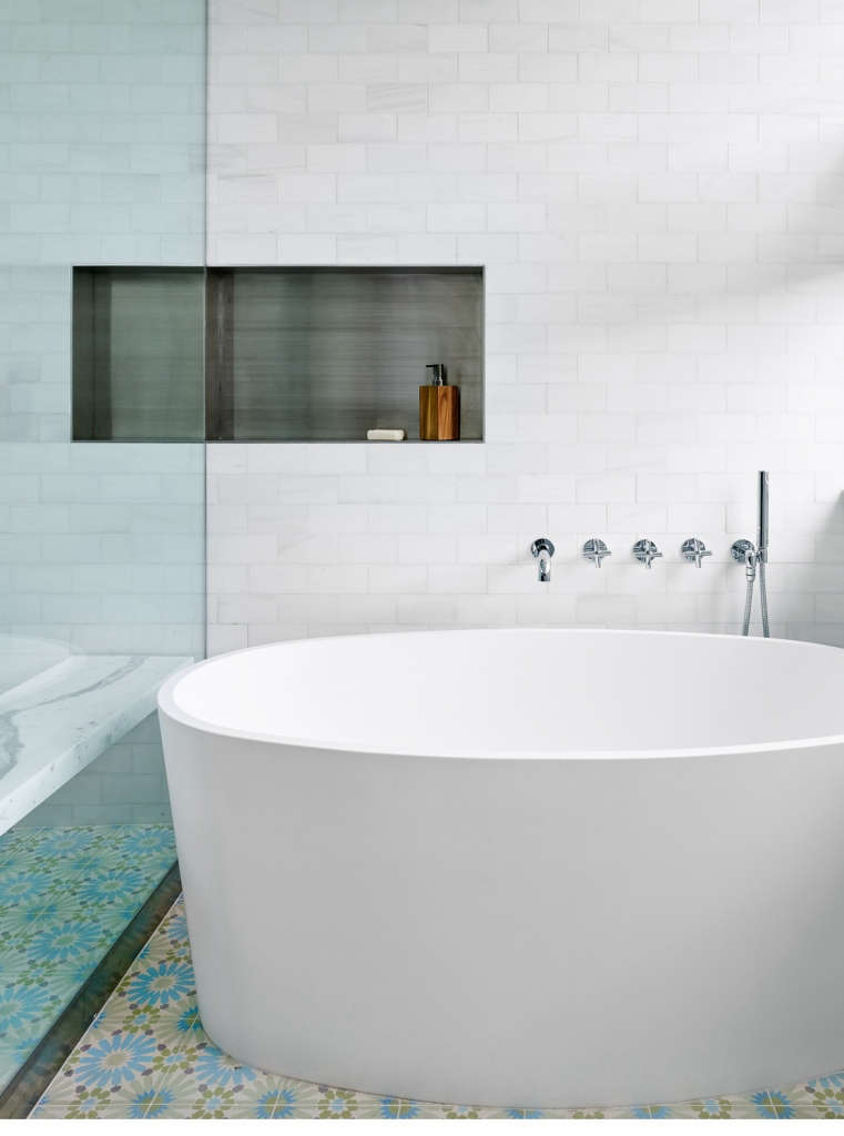 tub against tiled wall and niche 10
