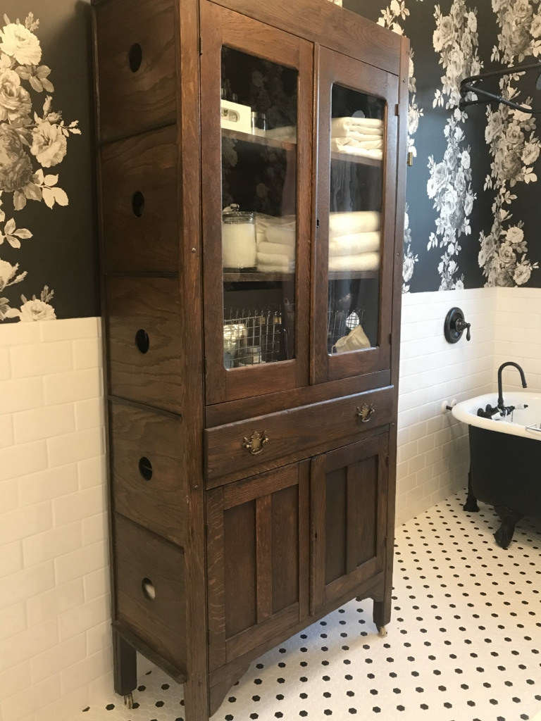 restoring 1920: antique bathroom storage 8