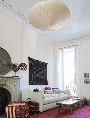 indigo & ochre design cobble hill brooklyn brownstone living room with vint 37