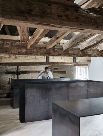 lower mill metal black kitchen in renovate barn light oak floor